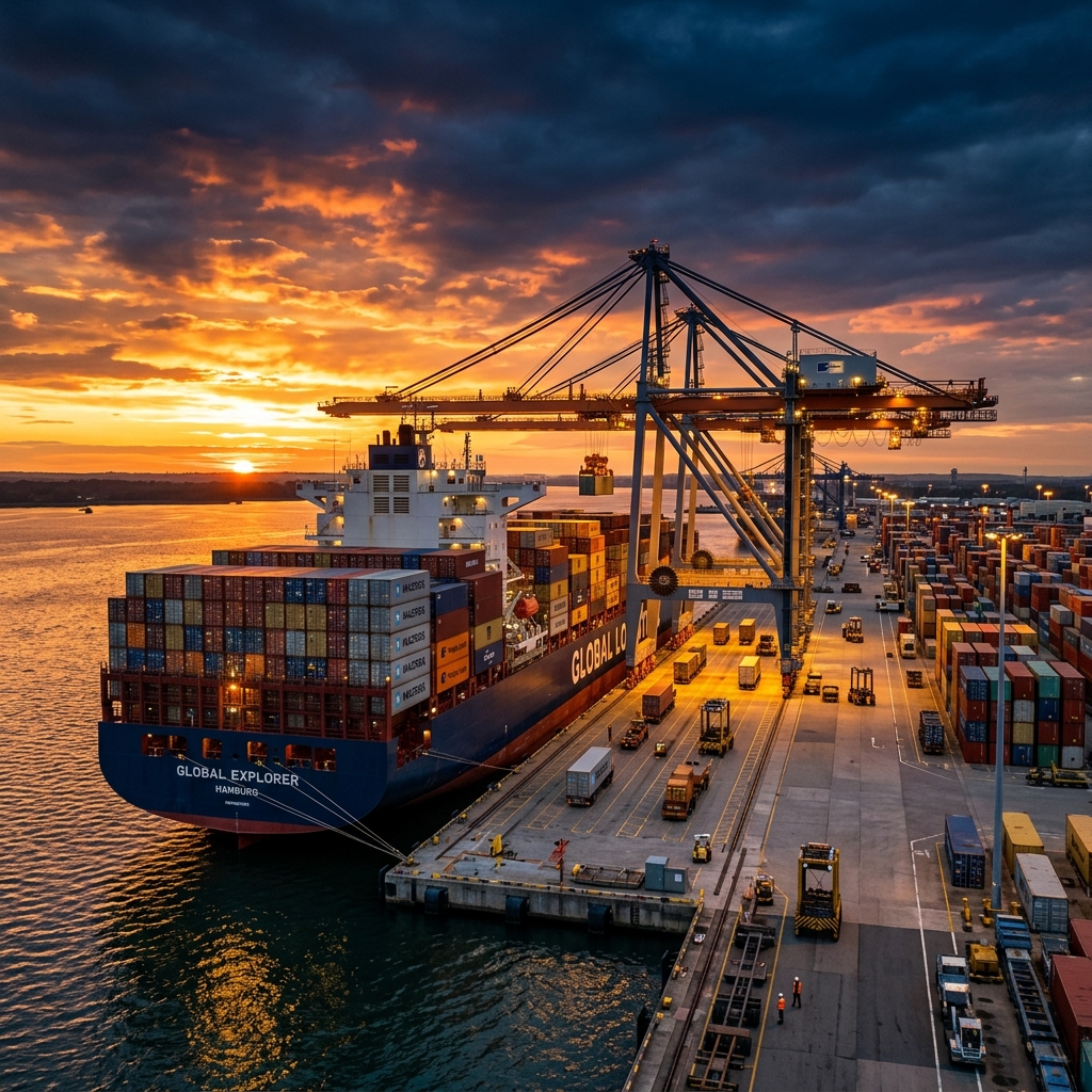Elitesfreight Logistics Vessel at Container Terminal